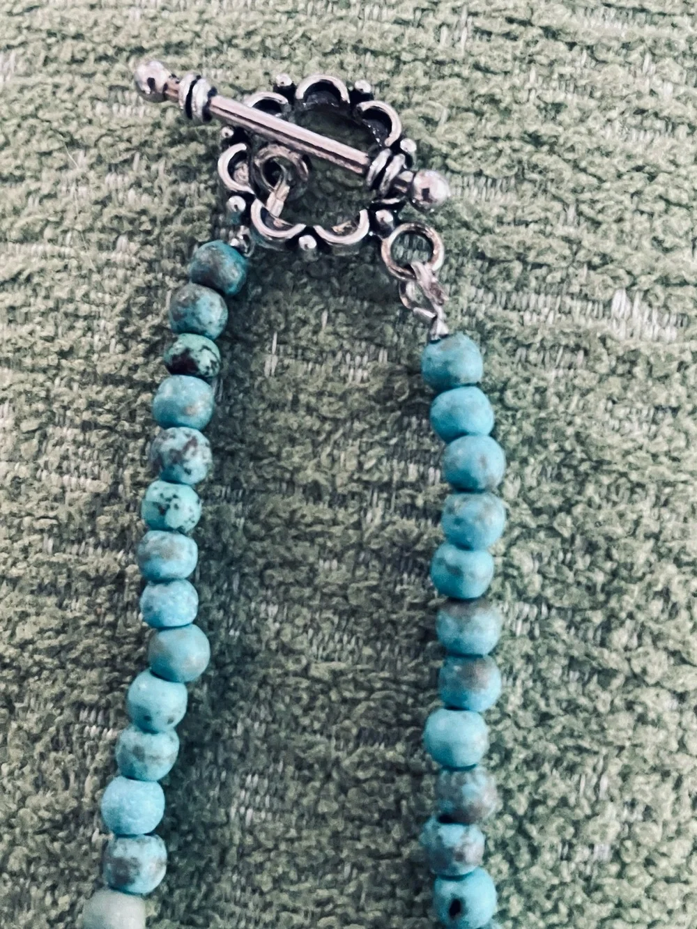 Turquoise Beaded Pendant Necklace and Bracelet Handmade